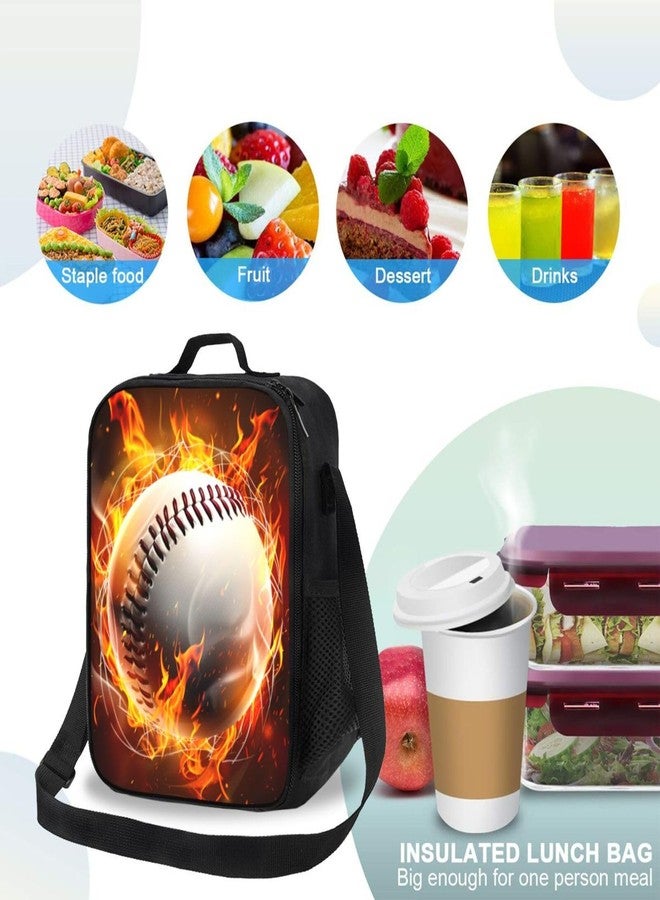 Bzkier Lunch Box Baseball Lunch Bag Women Men Lunch Tote Bag Portable With Adjustable Shoulder Strap Reusable Insulated Cooler for Work Offices Camping Picnic Beach Hiking - Image 5