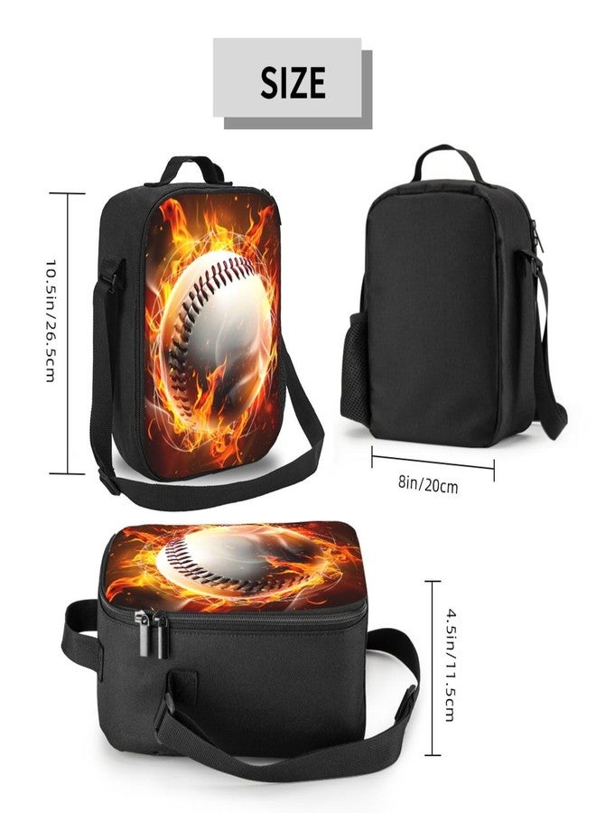 Bzkier Lunch Box Baseball Lunch Bag Women Men Lunch Tote Bag Portable With Adjustable Shoulder Strap Reusable Insulated Cooler for Work Offices Camping Picnic Beach Hiking - Image 3