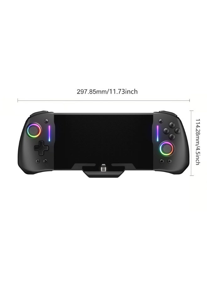 LinYuvo وحدة تحكم الألعاب الكلاسيكية LinYuvo KS45 متوافقة مع سويتش وسويتش OLED مع إضاءة RGB ملونة، توصيل وتشغيل، عصا تحكم هول، جيروسكوب بستة محاور، برمجة ماركو، إطلاق سريع، اهتزاز مزدوج قابل للتعديل، وظيفة توربو، تصميم مقسم الجسم - Image 2