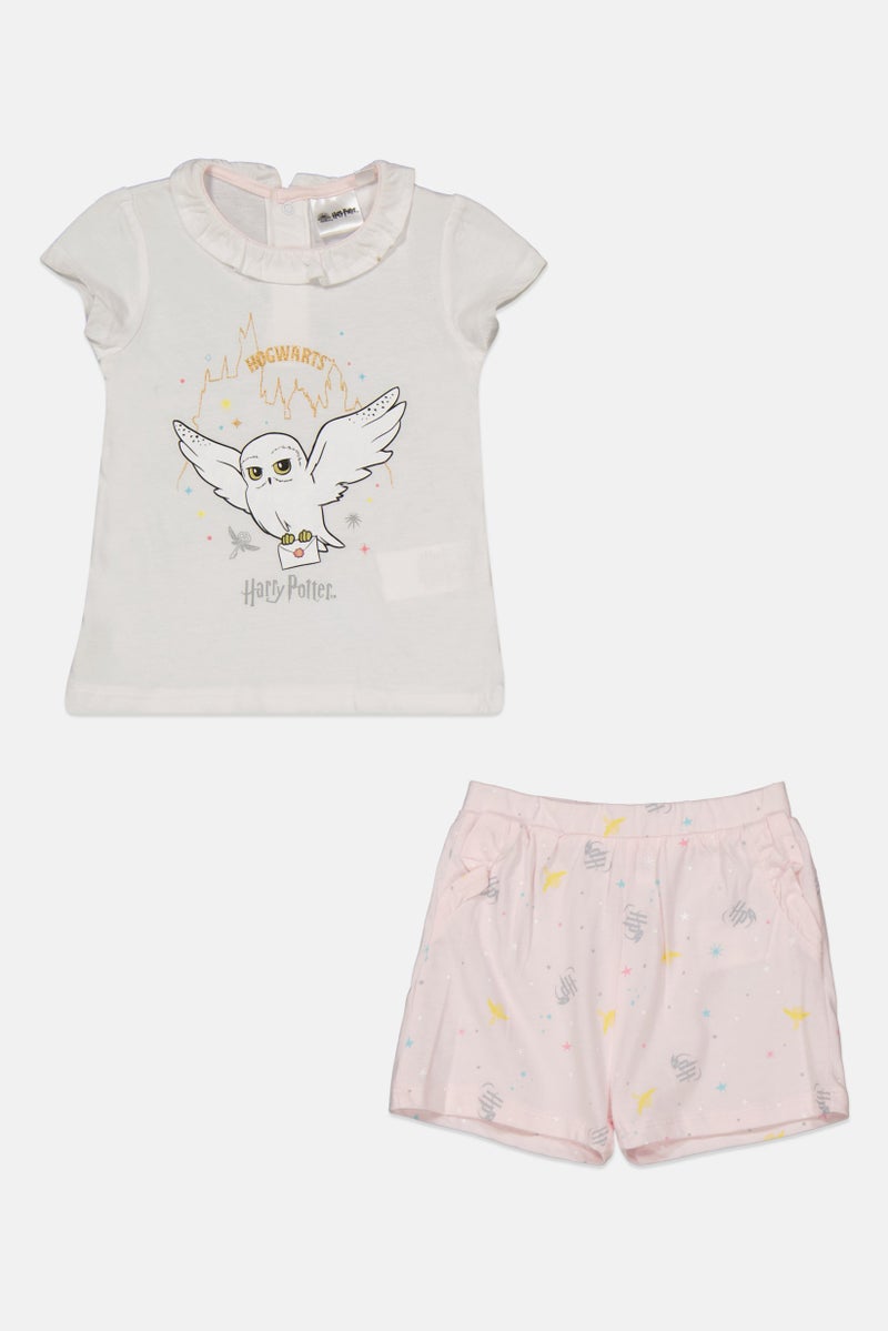 Harry Potter Toddlers Girl Graphic Print Top And Bottom, White - Image 1