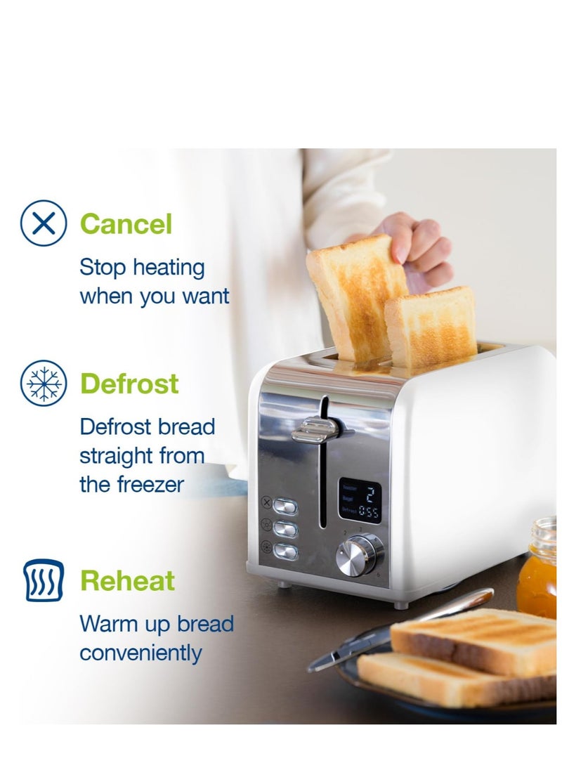 Generic Slice Digital Toaster – 2-Slice Extra-Wide Slot Toaster with Independent High Lift, 6 Browning Levels, Defrost/Reheat/Bagel Modes – Stainless Steel, Silver – Compact & Even Heating  - Image 2