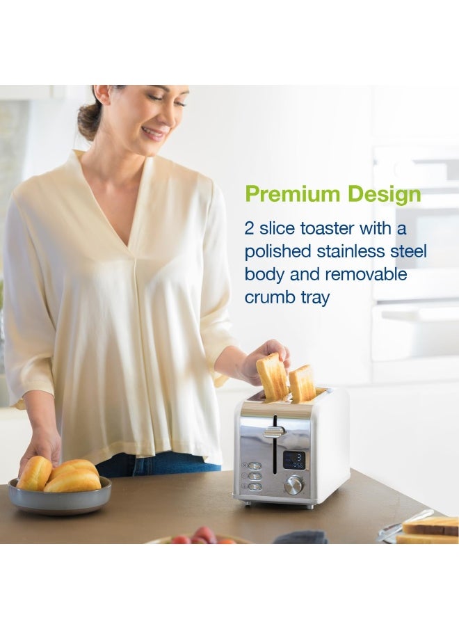 Generic Slice Digital Toaster – 2-Slice Extra-Wide Slot Toaster with Independent High Lift, 6 Browning Levels, Defrost/Reheat/Bagel Modes – Stainless Steel, Silver – Compact & Even Heating  - Image 4