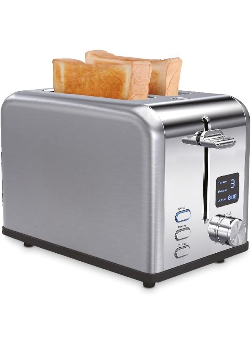 Generic Slice Digital Toaster – 2-Slice Extra-Wide Slot Toaster with Independent High Lift, 6 Browning Levels, Defrost/Reheat/Bagel Modes – Stainless Steel, Silver – Compact & Even Heating  - Image 3