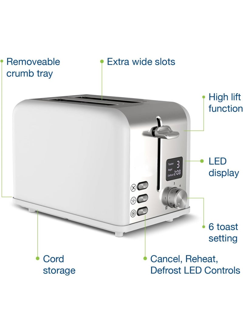 Generic Slice Digital Toaster – 2-Slice Extra-Wide Slot Toaster with Independent High Lift, 6 Browning Levels, Defrost/Reheat/Bagel Modes – Stainless Steel, Silver – Compact & Even Heating  - Image 5
