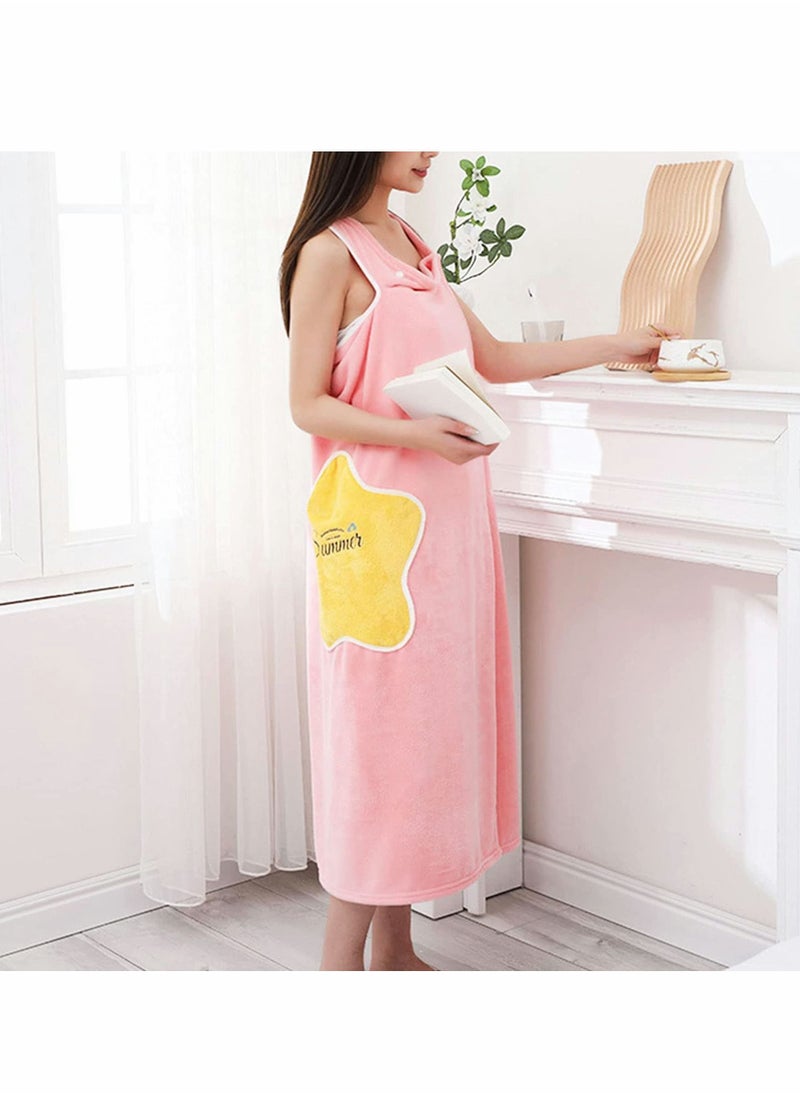 Y&D - Plush Bathrobe for Women, Thick Winter with Strap, Sleepwear Bathrobes Nightdress Soft Flannel, Shoulder Wearable, Water Absorption Quick Dry Body Towel Home (Size L) - Image 1