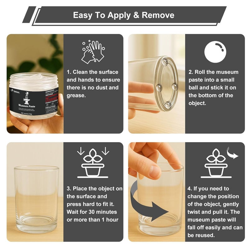 1DFAUL 118 Ml Museum Exhibition Fixing Gel, Removable Clear Paste, Fixing Wax, Reusable & Residue-Free Fixes Artifacts & Decorations of Collection, Preventing Vibration & Falls - Image 5