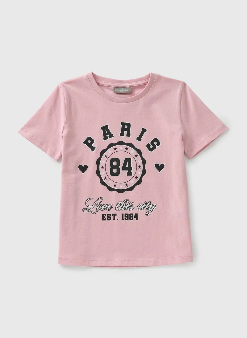 Matalan Girls Pink Paris Print T-Shirt