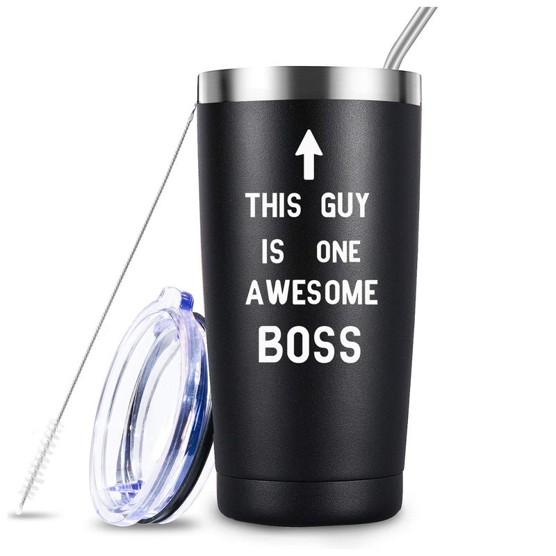 FVBCCY Boss Gifts for Men Bos DayChristmas Birthday Gifts For BosssManager Director Friends Leaving Moving Appreciation Retirement 20oz Stainless Steel Cup