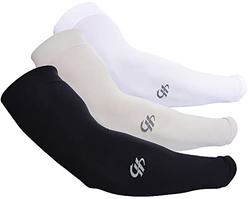 HOPESHINE Cooling Compression Arm Sleeves UPF50+ UV Protection for Men Women Cycling Driving Outdoor Tattoo Cover Up 3-Pairs - Image 1