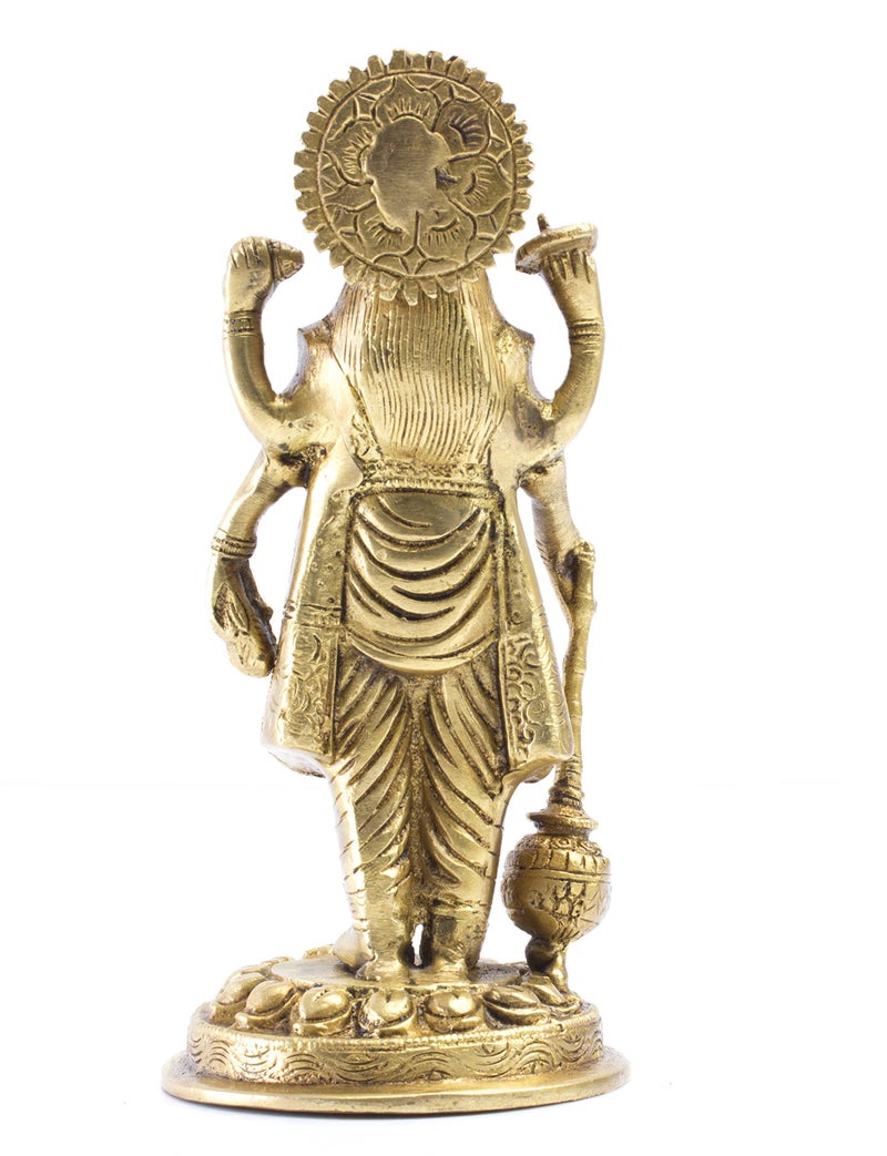 Mohan Jodero Brass Lord Vishnu Idol For Puja/Laxmi Narayan Statue, 9x9 cm - Image 2