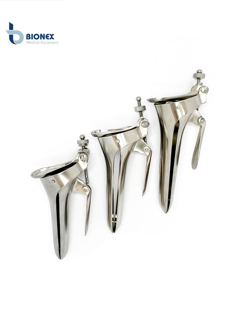 BIONEX Stainless Steel Cusco Speculum Obstetrics And Gynecology Set Of 3 - Image 1