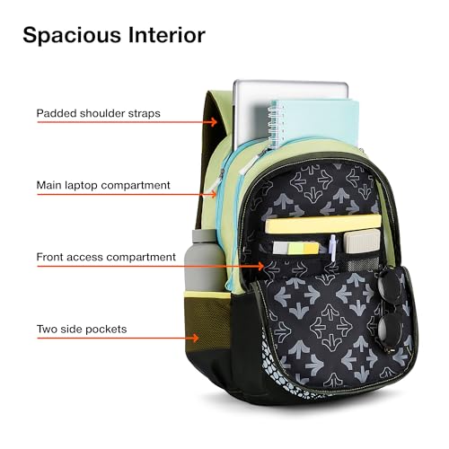 Nasher Miles Kinetics 5 Compartment Laptop Backpack 45 Liters Polyester with Raincover| Front Organiser Ideal for College, School Bags for Boys & Girls (Olive) - Image 3