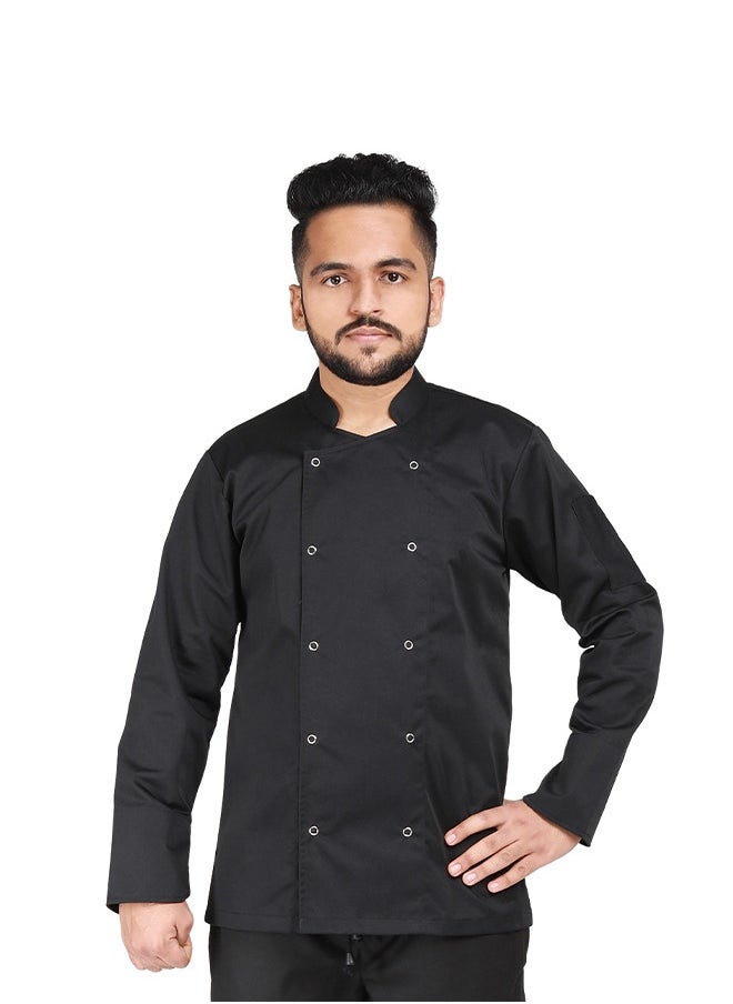 YANEK YANEK Chef Jacket Coat Long Sleeve with Snap Buttons made from Breathable Twill Cotton with Sleeve Pocket | For Restaurant, Cafe, Bakery, Home Kitchens | Wash and Wear Durable Fabric  - Image 1