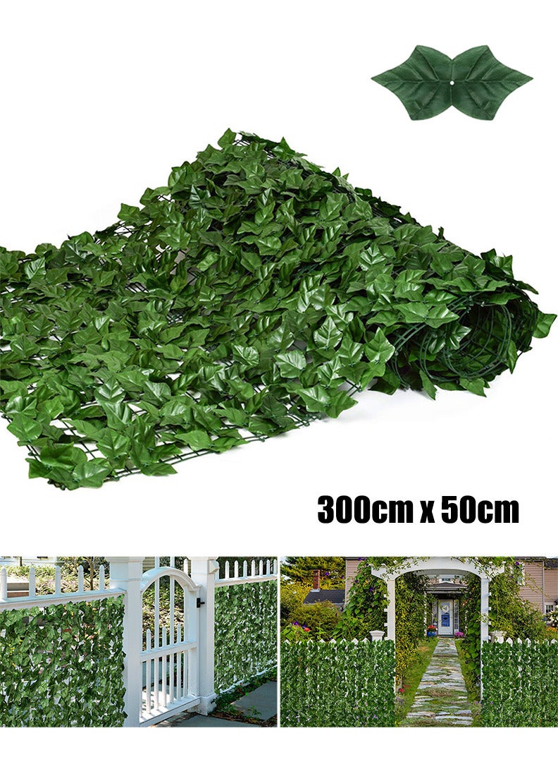 Generic Green Fence Made Of Artificial Leaves, 3 Meters Long , Artificial Grass, Artificial Privacy Fence Wall Screen, Artificial Hedge Fence and Faux Ivy Vine Leaf Decoration for Outdoor Garden Decor - Image 2