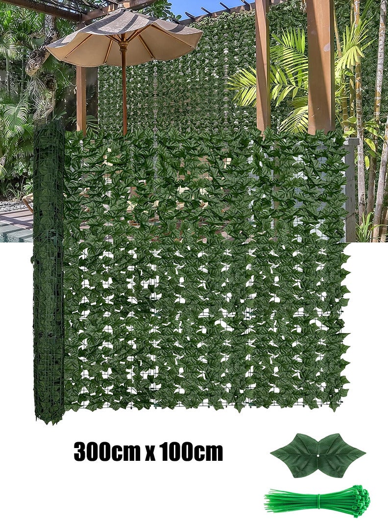 Generic Green Fence Made Of Artificial Leaves, 3 Meters Long , Artificial Grass, Artificial Privacy Fence Wall Screen, Artificial Hedge Fence and Faux Ivy Vine Leaf Decoration for Outdoor Garden Decor - Image 1