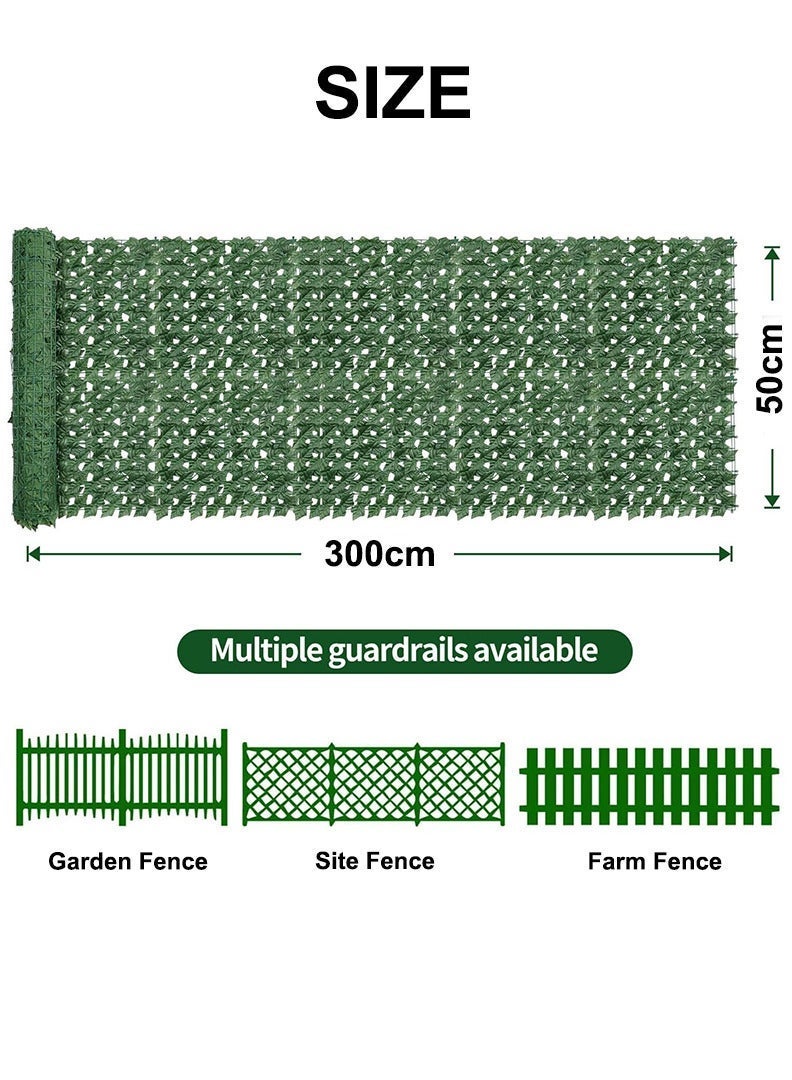animefindr Green Plant Fence 3 Meters Long, Artificial Leaves Hedge Fence Panel, Decorative Fences for Garden, Balcony, Patio, Wall, Backyard Indoor Outdoor, Greenery Vines Privacy Fence Screen Wall - Image 5