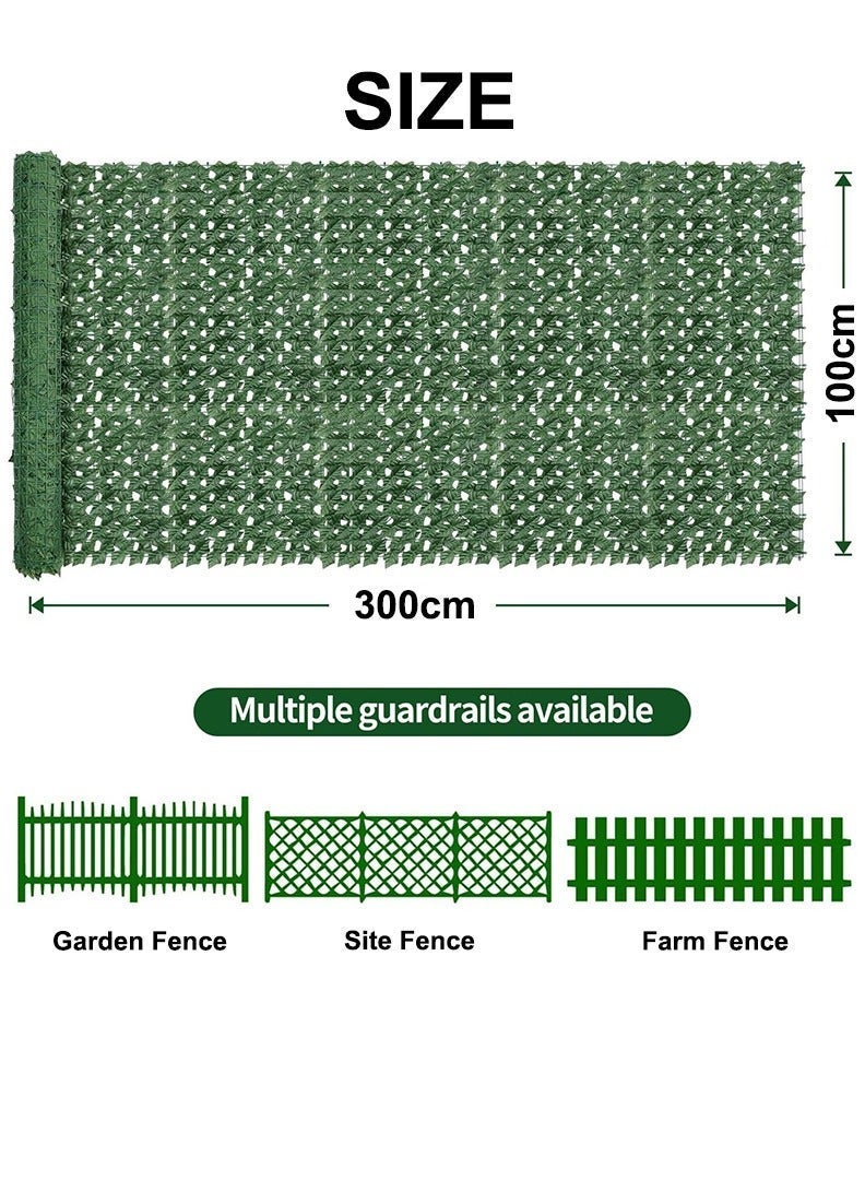 animefindr Green Plant Fence 3 Meters Long, Artificial Leaves Hedge Fence Panel, Decorative Fences for Garden, Balcony, Patio, Wall, Backyard Indoor Outdoor, Greenery Vines Privacy Fence Screen Wall - Image 4