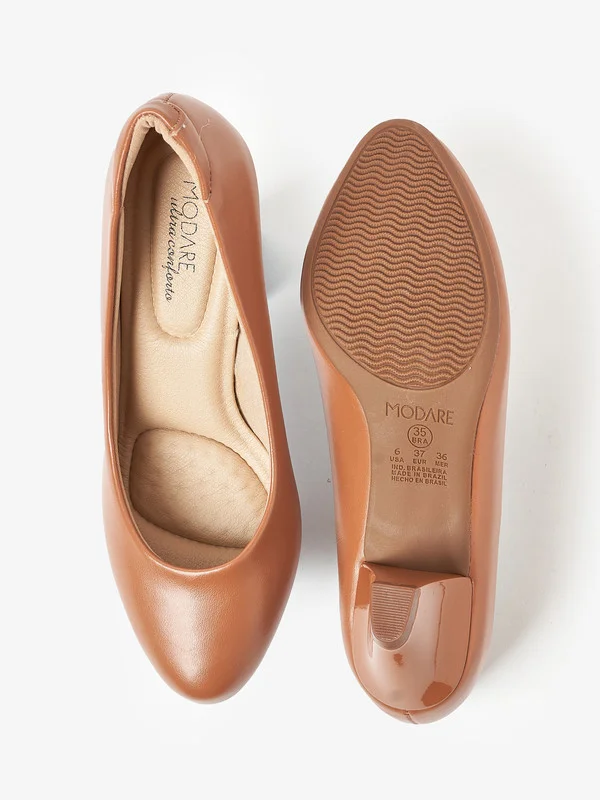 MODARE Modare Ladies Mid Heel Shoes Camel | Made In Brazil