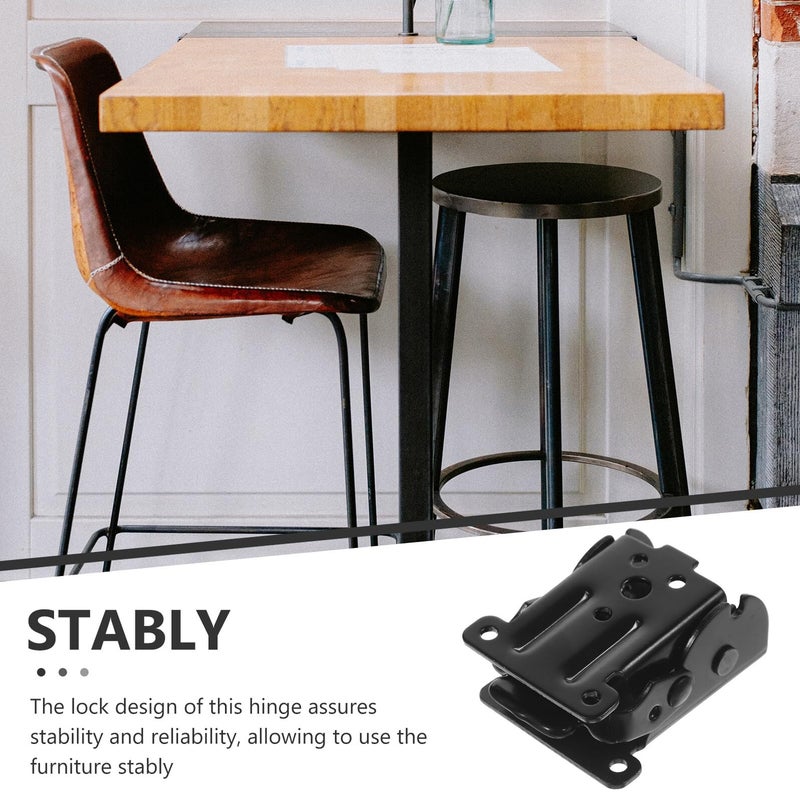 Black Folding Table Hinges With Locking Function 4pcs Set For Desk Leg Support - Image 4