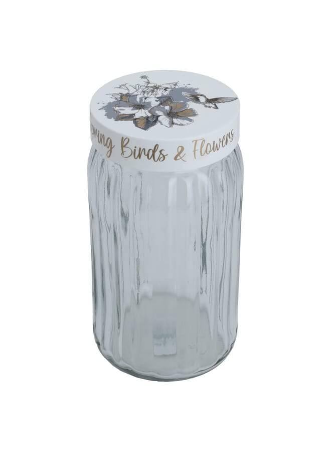 Alsaif Gallery Hervin glass spice jar with white lid, 1.7 litres, rose pattern - transparent - Image 2