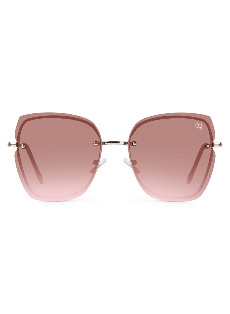 Woggles  Latest & Stylish UV Protected Peach Cateye Rimless Sunglasses for Women  | Best Price UAE