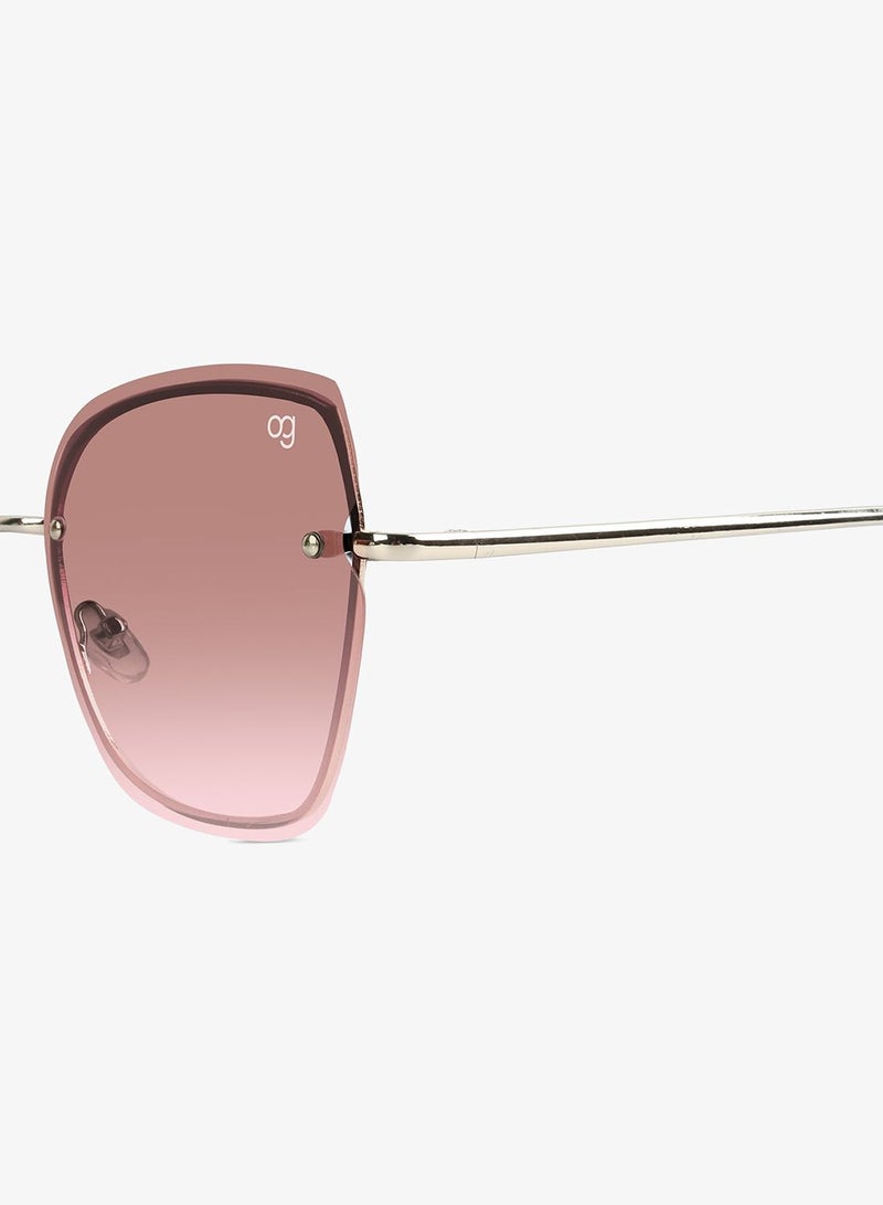 Woggles Latest & Stylish UV Protected Peach Cateye Rimless Sunglasses for Women - Image 2