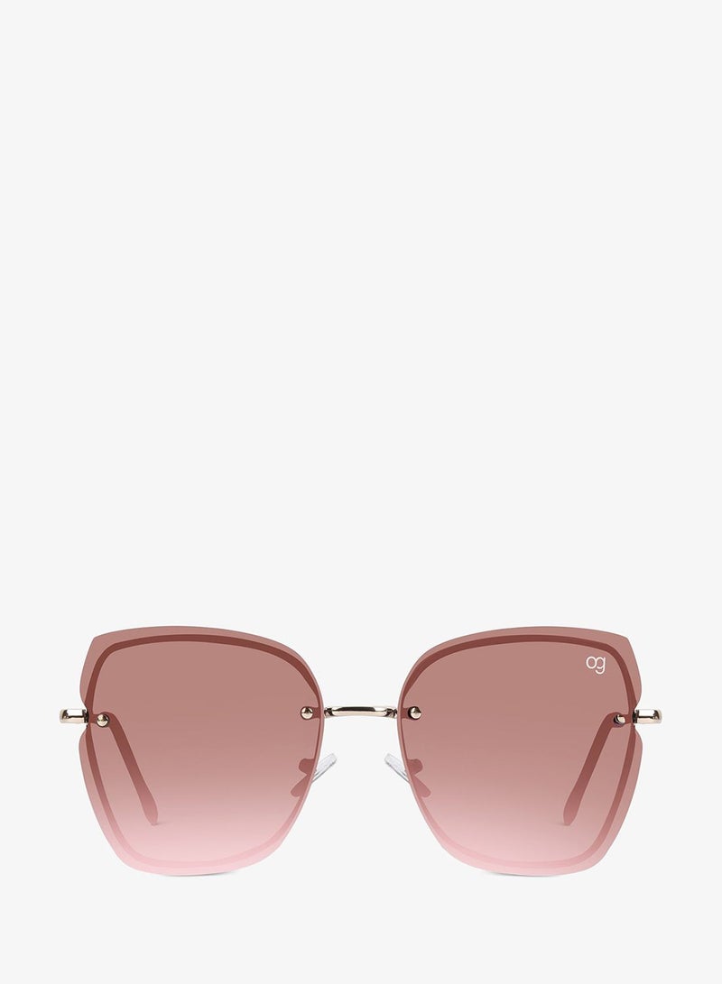 Woggles Latest & Stylish UV Protected Peach Cateye Rimless Sunglasses for Women - Image 3