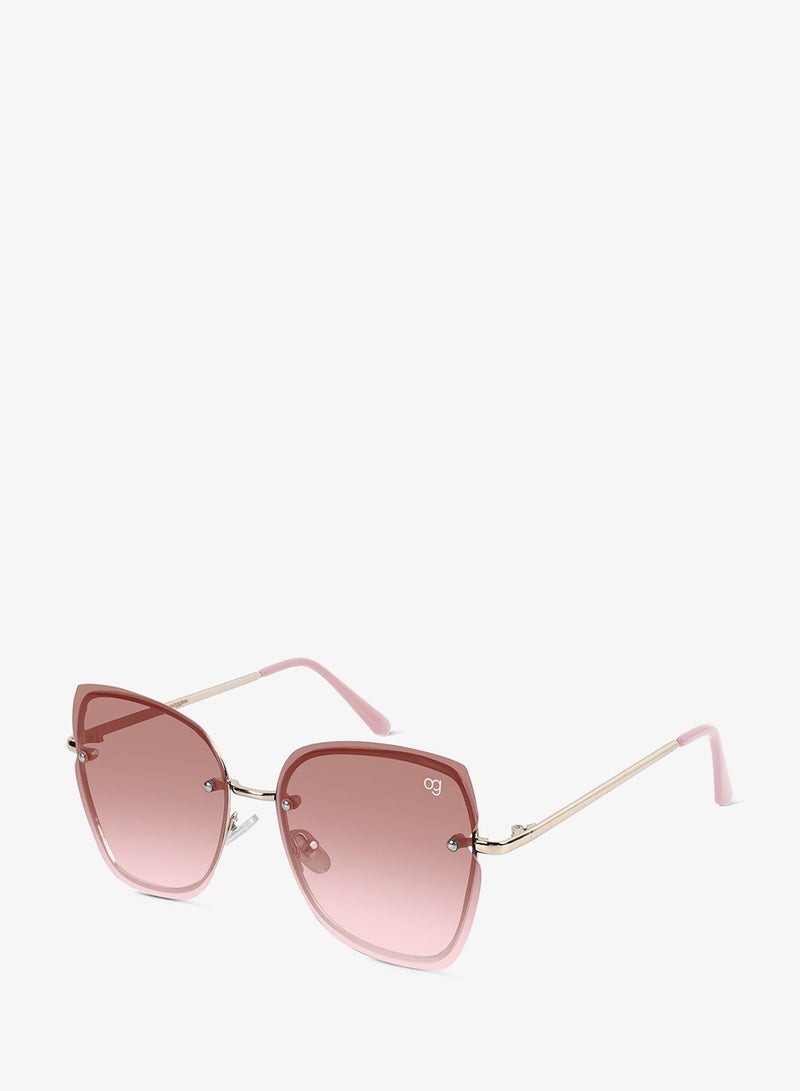 Woggles Latest & Stylish UV Protected Peach Cateye Rimless Sunglasses for Women - Image 1