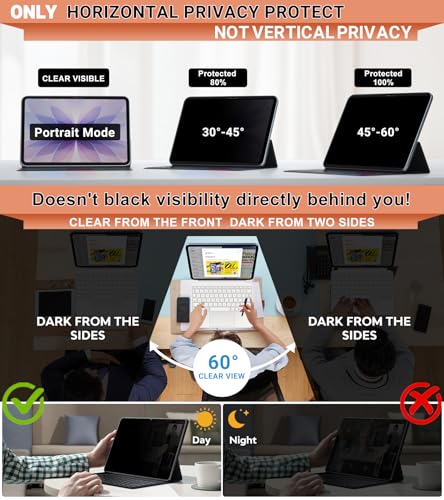 FILMEXT Magnetic Privacy Screen for iPad Pro 13 inch M5 2025/M4 2024(8th/7th Generation),Removable Anti Spy Glare Blue Light Filter Black Secrity Privacy Film - Image 3