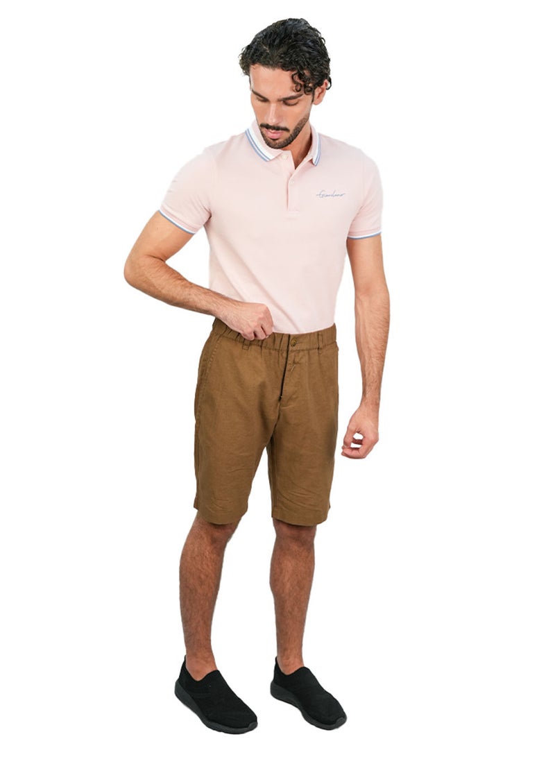 GIORDANO Men's Slim Linen Cotton Bermuda Shorts - Image 2