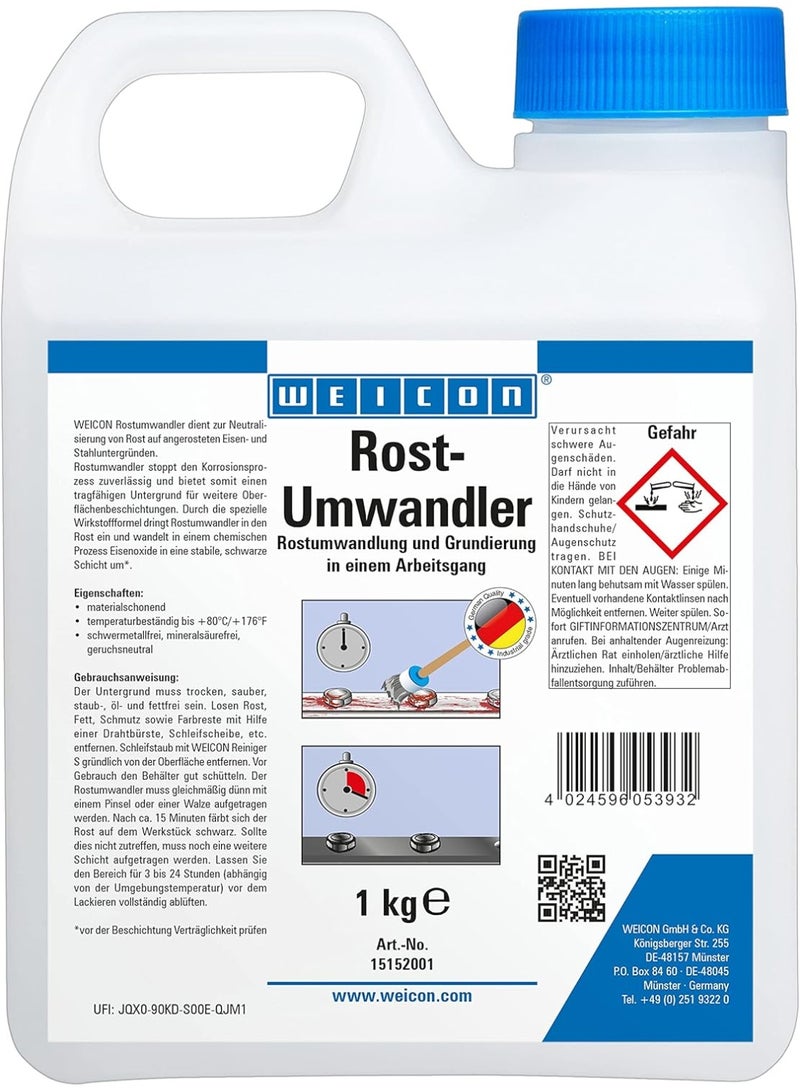 WEICON Rust Converter Liquid Active | 1 kg | Stops corrosion indoors & outdoors - Image 1