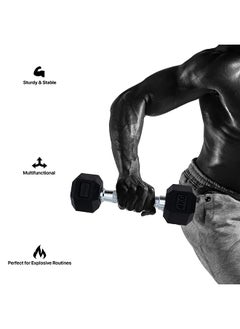 anythingbasic. Hexagonal Dumbbell of 4kg (8.8LB) Includes 1 * 4Kg (8.8LB) | Material : Iron with Rubber Coat | Exercise, Fitness and Strength Training Weights at Home/Gym | Unisex  - Image 4