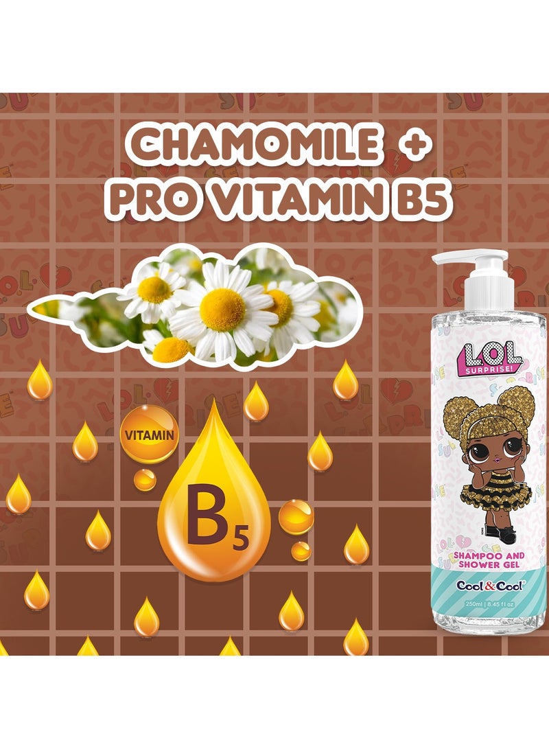 كول اند كول كول آند كول إل أوه إل سربرايز كوين بي، شامبو وجل استحمام للأطفال خالٍ من الكحول مملوء بالبابونج + برو فيتامين ب5 - 250 مل - Image 3