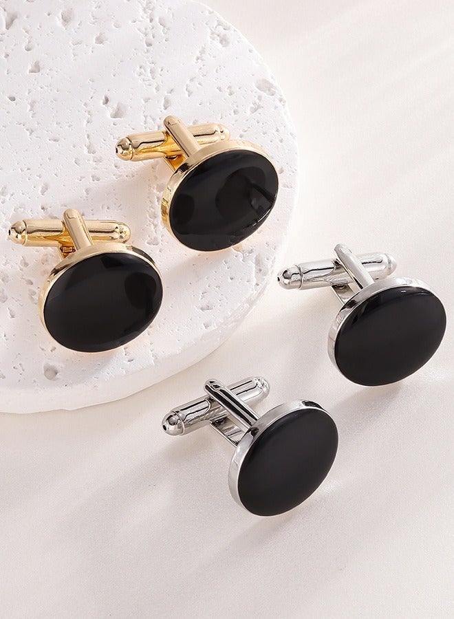 2 Pairs Men's Cufflinks, Shirt Suit Cufflinks, Gold And Silver cufflinks For Tuxedo Shirt Cuff Links Shirt Accessories Unique Business Groom Wedding Formal occasions and Daily Mens Accessories（with Cufflink Box） - Image 1