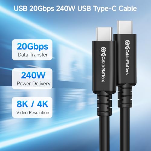 Cable Matters 20Gbps Long USB 4 Cable 98ft Supports Up to 8K30Hz 4K120Hz Video 240W Charging 20Gbps Data Transfer USB4 Cable Compatible with Thunderbolt 4 MacBook XPS Surface Pro - Image 3