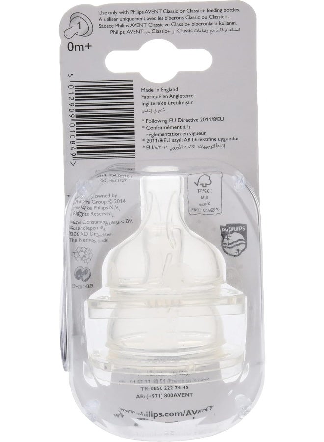 Philips Avent Nipple Classic New Born 6312, Clear - Image 2