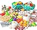 JOKERKING 150Pcs Kitchen Playset Toddlers Pretend Cooking Cookware Accessories Food Picnic Blanket Fruits Veges 2Pack Shopping Storage Basket Dessert and Prop Money Gift for Kids White - Image 2