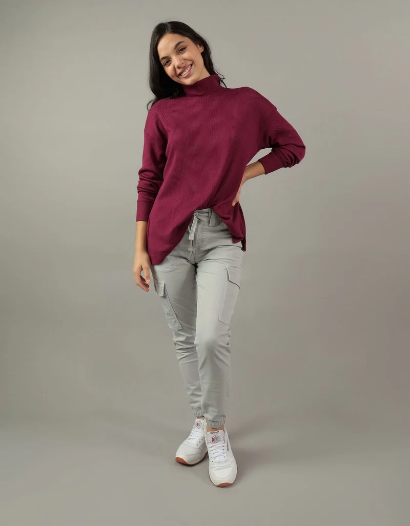 امريكان ايجل تي-شيرت فضفاض بأكمام طويلة وقصّة رقبة وهمية