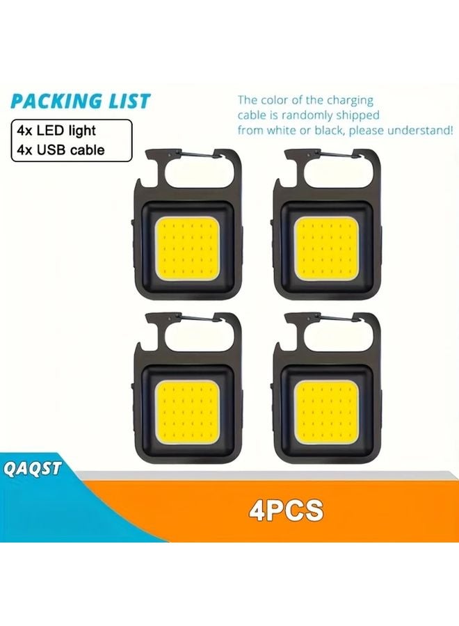 4 Pack Ultra Bright Mini COB Flashlights USB Rechargeable Portable Outdoor Camping Light - Image 1