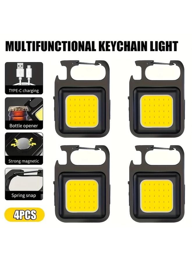 4 Pack Ultra Bright Mini COB Flashlights USB Rechargeable Portable Outdoor Camping Light - Image 2