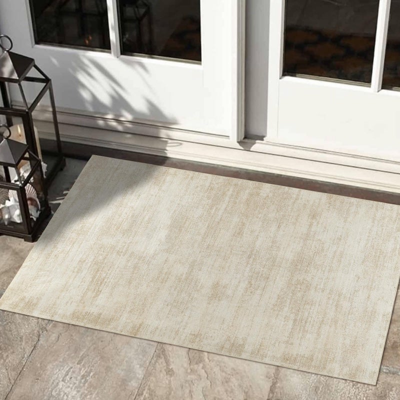 BILEEHOME Small Bathroom Rugs Washable Non Slip Neutral Boho Abstract Modern Farmhouse Area Rugs for Bedroom 3x5 Tan Beige - Image 3