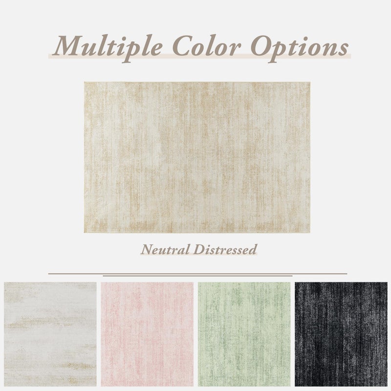 BILEEHOME Small Bathroom Rugs Washable Non Slip Neutral Boho Abstract Modern Farmhouse Area Rugs for Bedroom 3x5 Tan Beige - Image 1