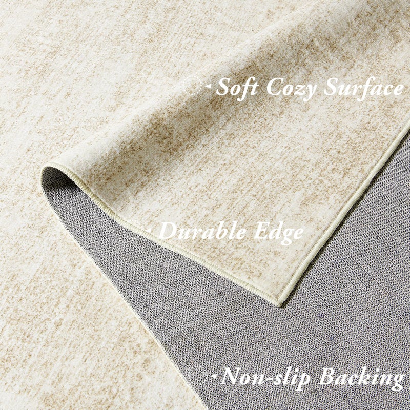 BILEEHOME Small Bathroom Rugs Washable Non Slip Neutral Boho Abstract Modern Farmhouse Area Rugs for Bedroom 3x5 Tan Beige - Image 4