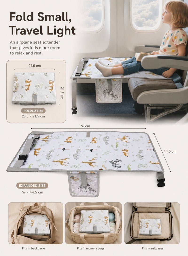 insular Kids Travel Bed for Airplane Seat, Toddler Foldable Footrest and Sleeping Cot, Portable Bed Mat for Child's Comfort on Flights, Cars, and Trains - Image 2