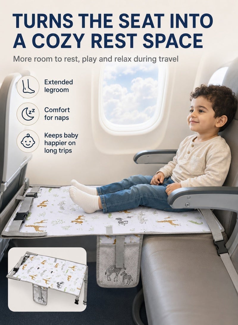 insular Kids Travel Bed for Airplane Seat, Toddler Foldable Footrest and Sleeping Cot, Portable Bed Mat for Child's Comfort on Flights, Cars, and Trains - Image 4