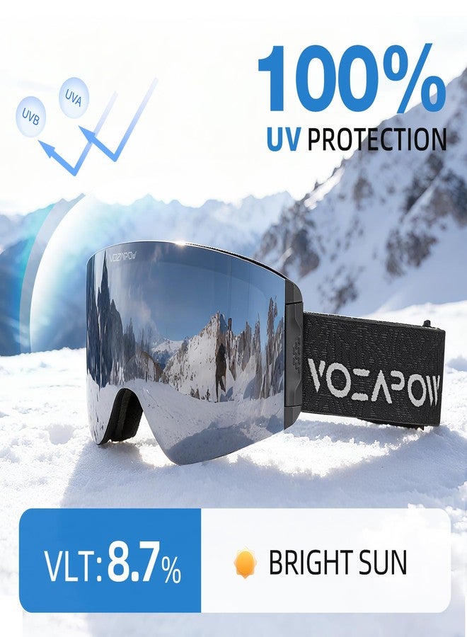 VOZAPOW Ski Goggles Anti-Fog with HD Lens, UV Protection, Magnetic Lens, OTG Snowboard Snow Goggles for Men Women - Image 3