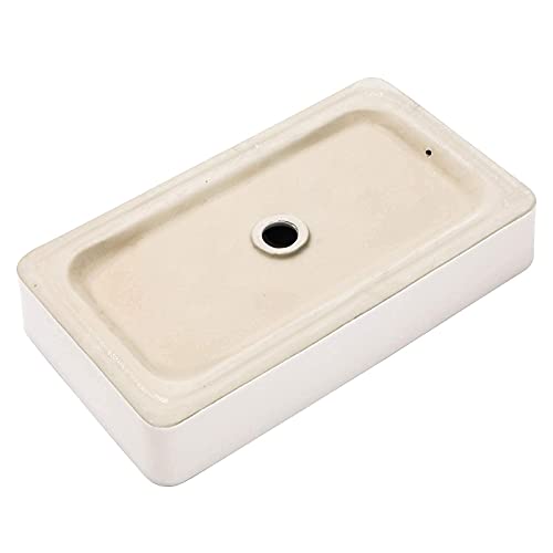 Beslend Rectangular Bathroom Vessel Sink - Beslend 24”x14” White Ceramic with Black Rim Porcelain Vessel Sink Above Counter Sink Modern Art Basin - Image 5