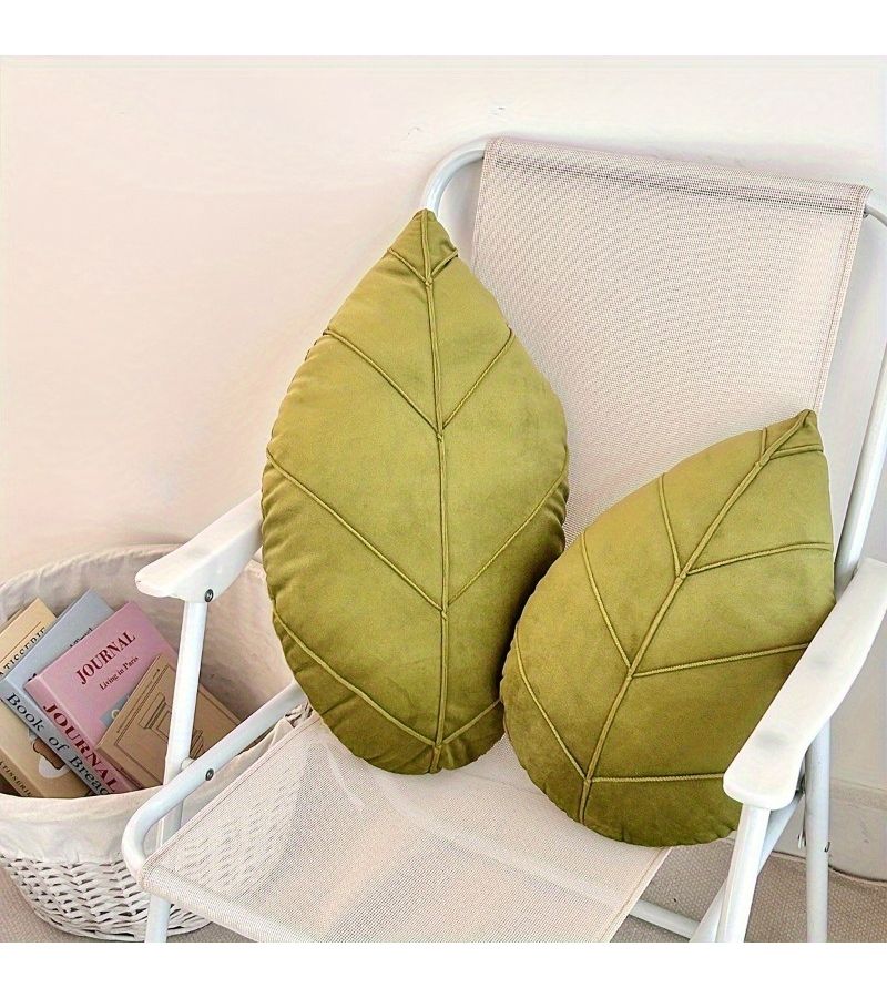 Leaf Shaped Pillow Dark Green Decorative Accent Cushion for Couch Sofa and Bed Retro Vintage Style Soft Cotton Filling 9.84 by 14.96 Inches Hand Wash Only - Image 5