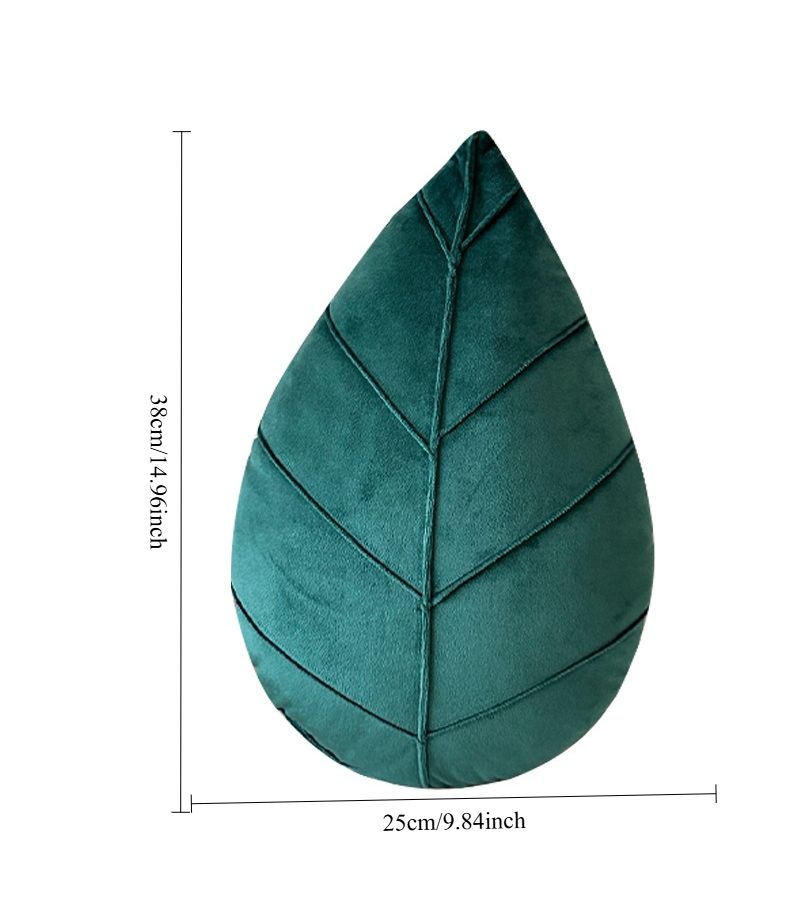 Leaf Shaped Pillow Dark Green Decorative Accent Cushion for Couch Sofa and Bed Retro Vintage Style Soft Cotton Filling 9.84 by 14.96 Inches Hand Wash Only - Image 4