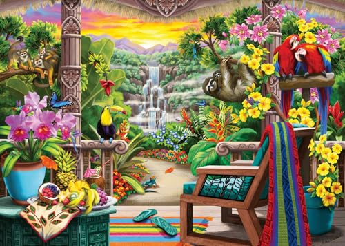 Wonder Forge Tropical Retreat 1000 Piece Jigsaw Puzzle for Adults Unique PerfectlyFitting Pieces Fun Vibrant Imagery Exclusive - Image 1